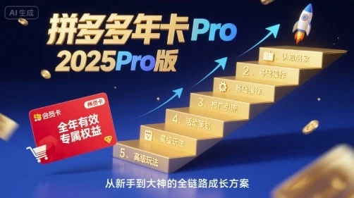 【精】拼多多年卡2025Pro版，五大板块从认知到基础、从推广到活动、从活动到玩法
