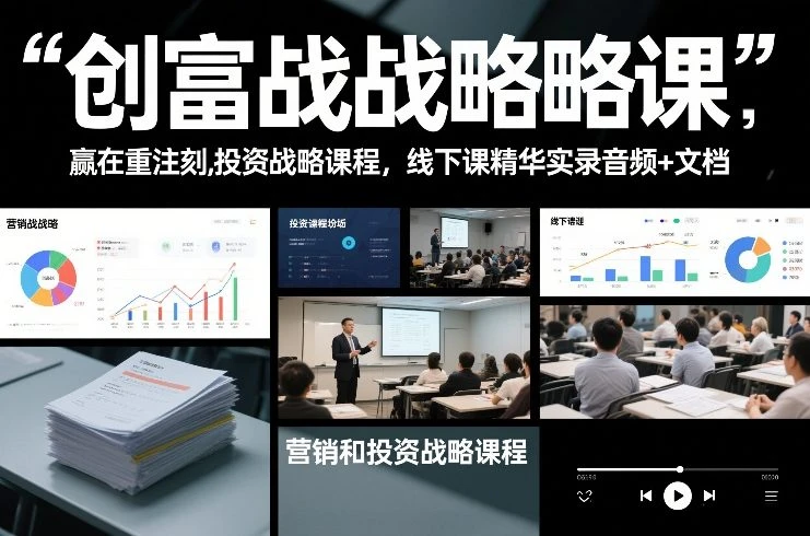 创富战略课，赢在重注时刻，营销和投资战略课程，线下课精华实录音频+文档