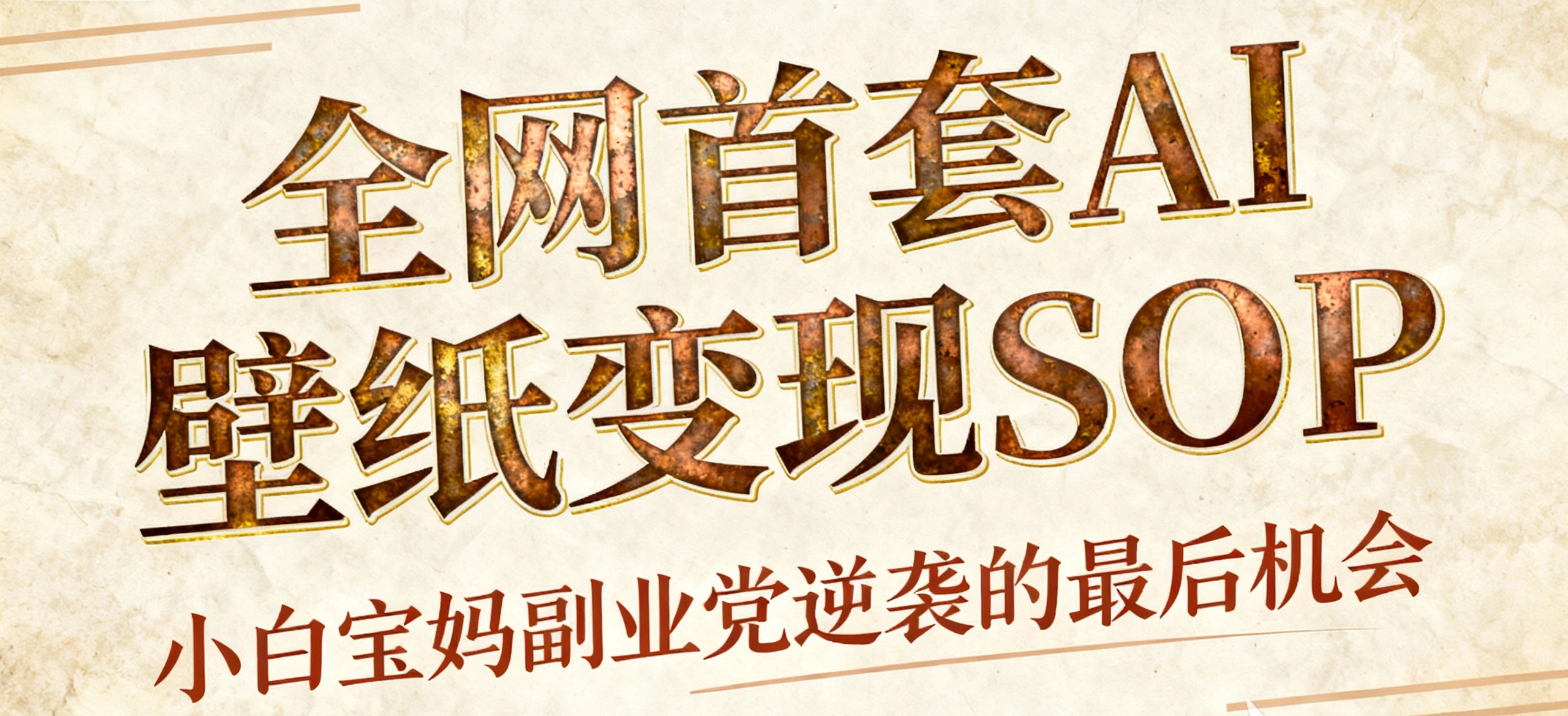 【精】AI+国潮+招财+壁纸 AI+新玩法轻松创作，每天三分钟，矩阵十个号 日入1000+ 超过主业N倍