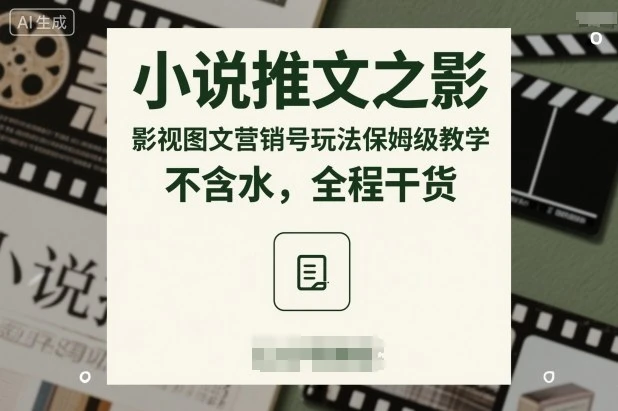 【精】小说推文之影视图文营销号玩法保姆级教学，不含水，全程干货