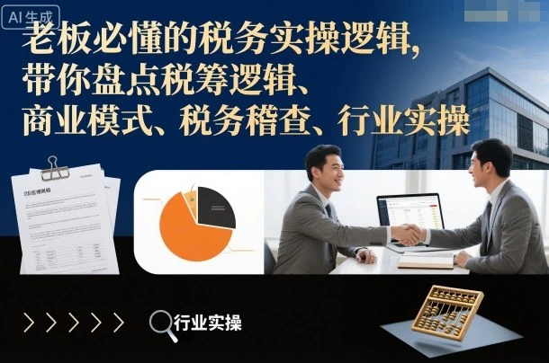 【精】老板必懂的税务实操逻辑，带你盘点税筹逻辑、商业模式、税务稽查、行业实操