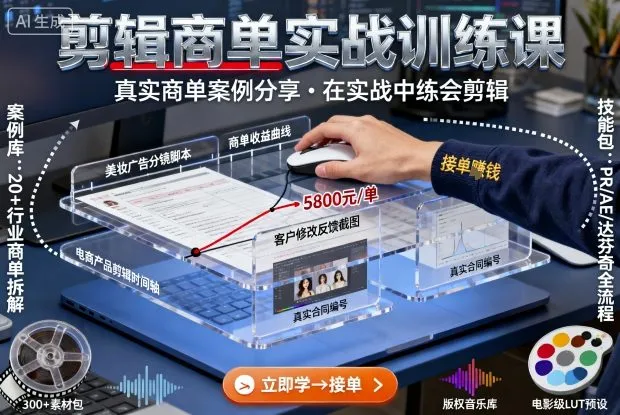 【精】剪辑商单实战训练课，真实商单案例分享，在实战中练会剪辑