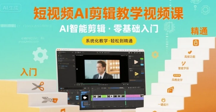 【精】短视频AI剪辑教学视频课，入门到精通