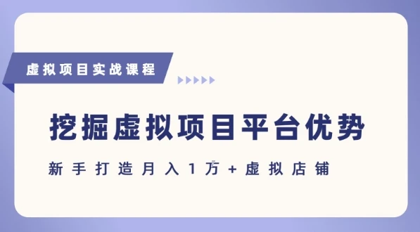 抓住虚拟项目各平台优势，新手轻松月入1W+(给出具体建议)