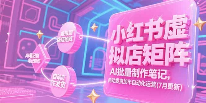 【精】小红书虚拟店矩阵，AI批量制作笔记，自动发货加半自动化运营(7月更新
