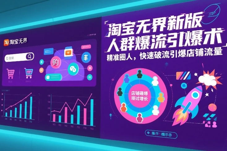 【精】淘宝无界新版人群爆流引爆术，精准圈人，快速破流引爆店铺流量