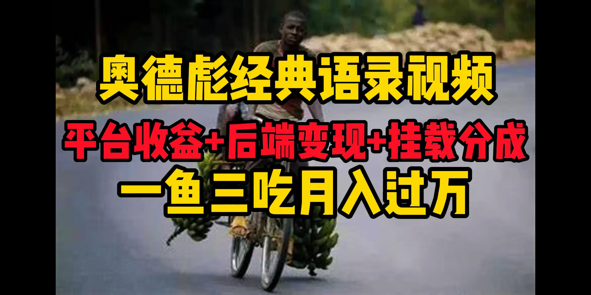 奥德彪经典语录做好一条视频分发全平台，平台收益+后端变现+挂载程序，一鱼三吃多重变现