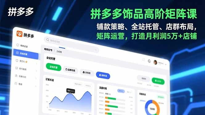 【精】拼多多饰品高阶矩阵课，铺款策略、全站托管、店群布局，矩阵运营，打造月利润5万+店铺