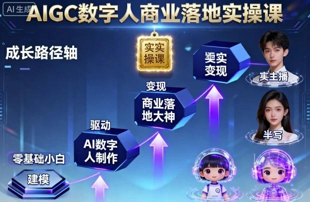 【精】AIGC数字人商业落地实操课，从零基础小白到AI数字人大神