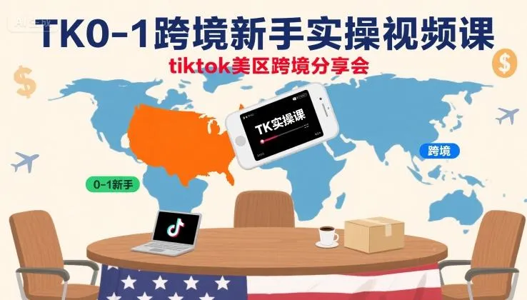 【精】TK0-1跨境新手实操视频课，tiktok美区跨境分享会