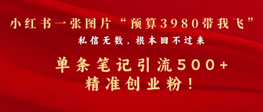 揭秘！小红书一张图片私信无数，单条笔记引流 500+精准创业粉！