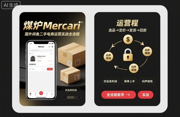 【精】煤炉Mercari国外闲鱼二手电商运营实战全流程,仿品高利润,简单上手,闷声搞钱 【精】煤炉Mercari国外闲鱼二手电商运营实战全流程,仿品高利润,简单上手,闷声搞钱