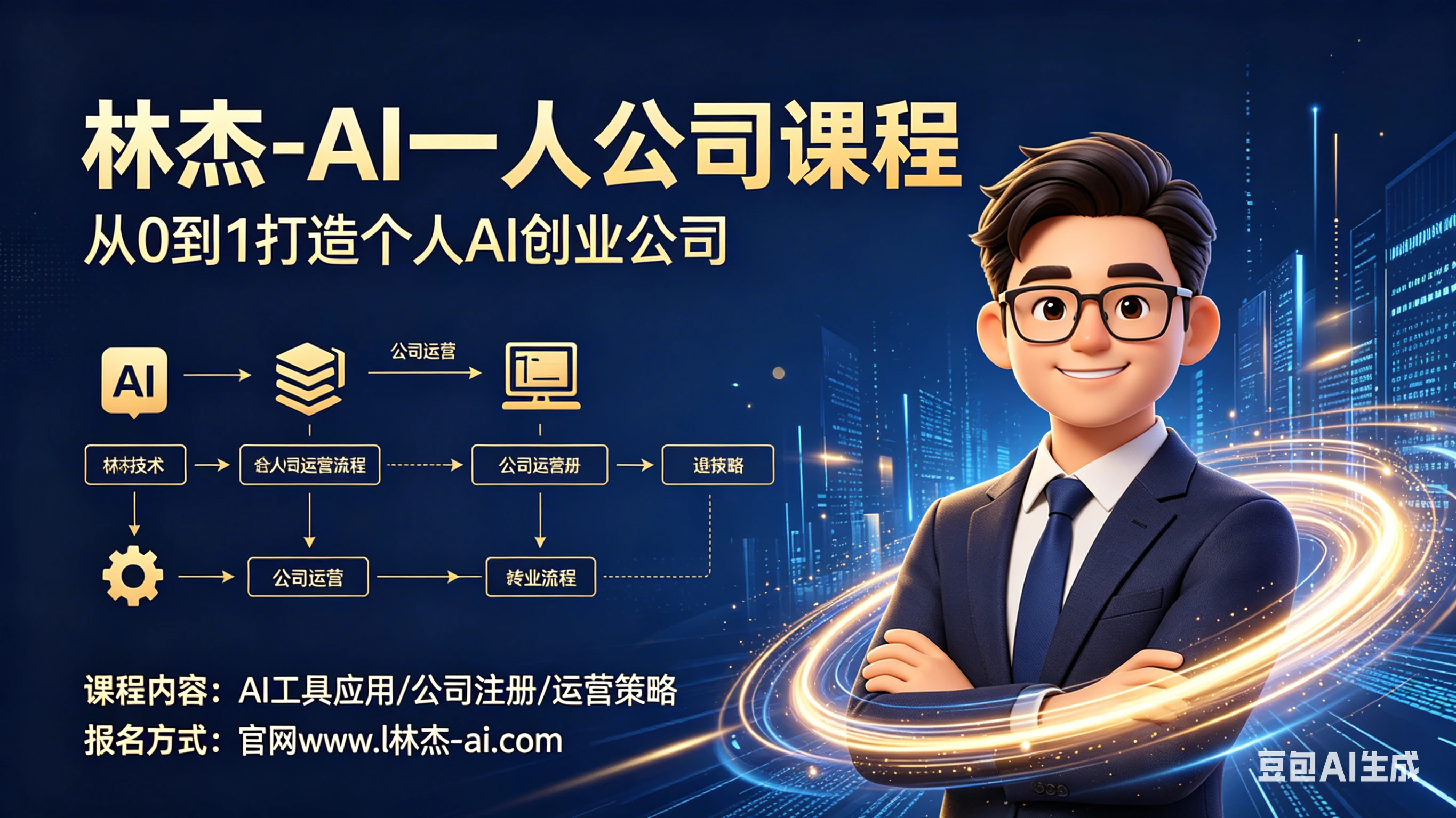 林杰-AI一人公司实战教学，让AI替你写文案、剪视频、找客户