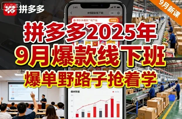 【精】拼多多2025年9月爆款线下班，爆单野路子抢着学