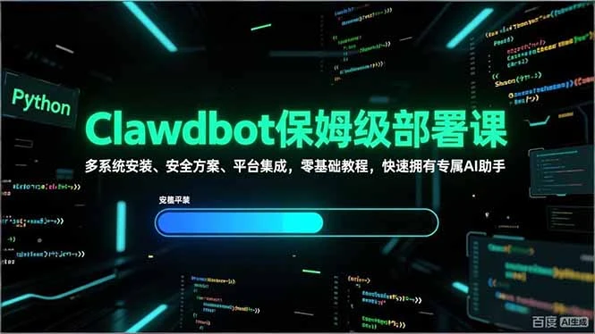 Clawdbot保姆级部署课，多系统安装、安全方案、平台集成，零基础教程，快速拥有专属AI助手