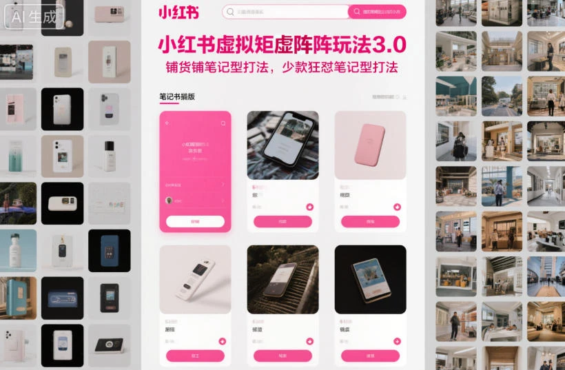 【精】小红书虚拟矩阵玩法3.0，铺货铺笔记型打法，少款狂怼笔记型打法