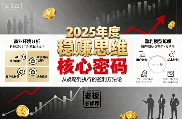 【精】2025年度稳賺思维老板创业营，拆解2025年新商业环境下，企业实现持续盈利的核心密码
