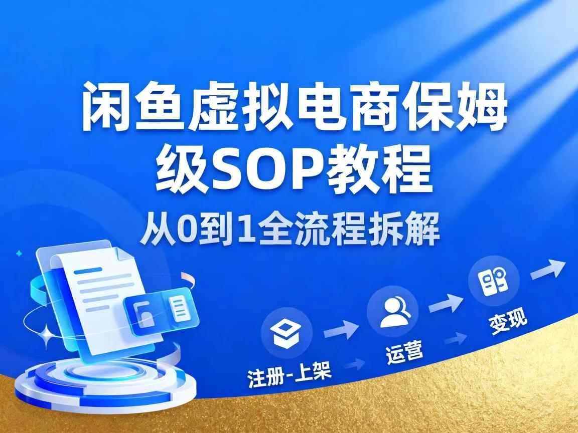 闲鱼虚拟电商，月入轻松过1W，保姆级SOP教程