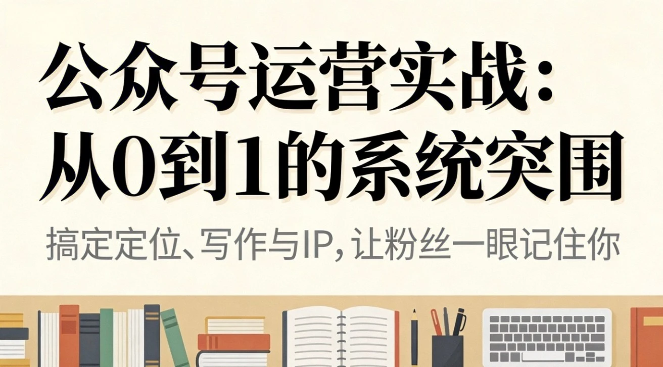 【精】公众号运营实战：从0到1的系统突围