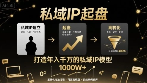 【精】私域IP起盘，私域ip建立、起盘、高转化，打造年入千万的私域ip模型
