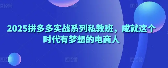 2025拼多多实战系列私教班，成就这个时代有梦想的电商人