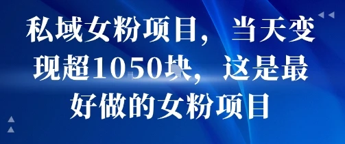 私域女粉项目，当天变现超1k，这是最好做的女粉项目，可放大操作